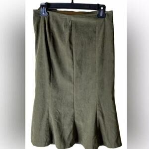 Metro Girl Midi Skirt Women's Size Medium Stretch A Line Back Zip Green